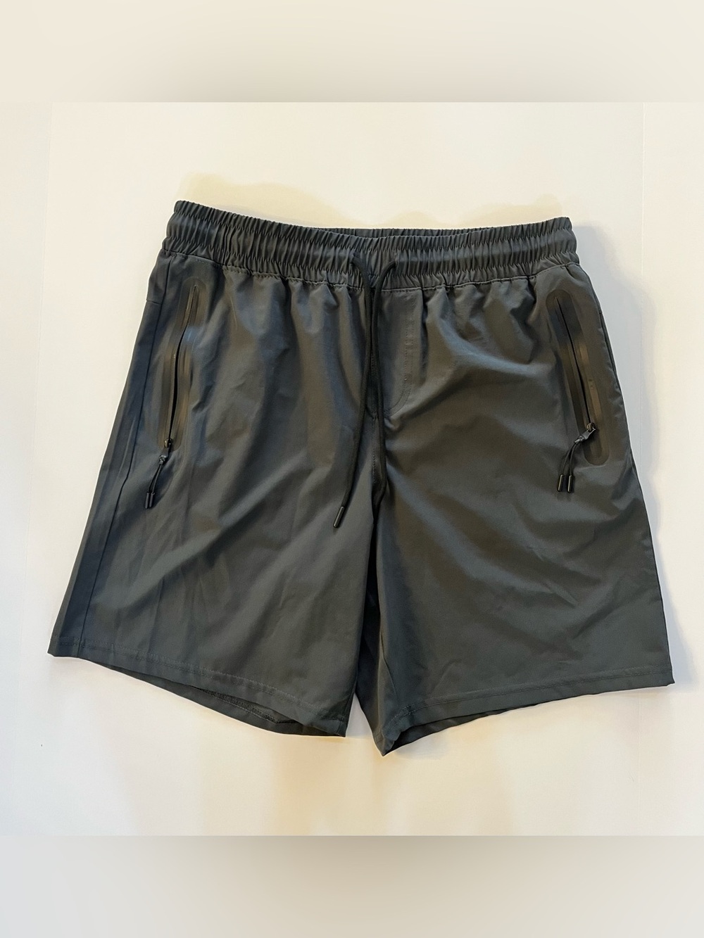 Men's Athletex Athletic Gym Running Grey Drawstring Shorts, size Large